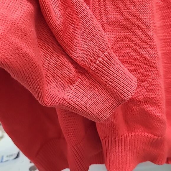 Brook Brothers 346 Supima Cotton V Neck Sweater, Size Medium, Coral Orange/Pink - Picture 6 of 7